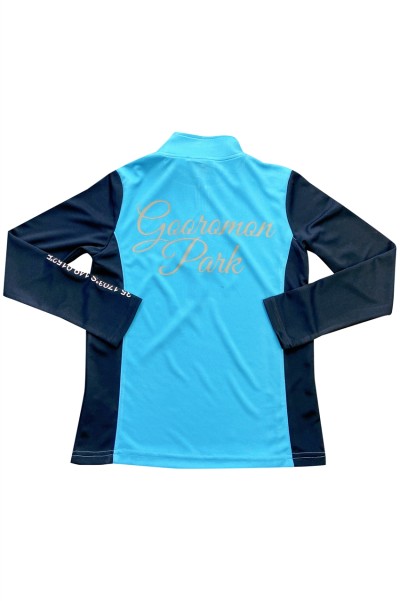 Tailor-made colorblock zipper half chest Polo design hot stamping logo mesh fabric Slim fit Slim waist Functional sweatshirt design company W220 front view